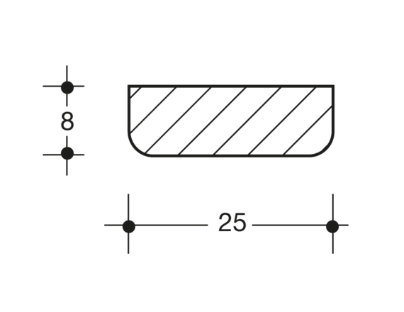 Sapeli Abdeckleiste beidseitig abgerundet Profil