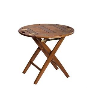 Teak Klapptisch rund 60 cm (Art. 3093) geölter Butler-Tisch