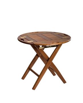 Teak Klapptisch rund 60 cm (Art. 3093) geölter Butler-Tisch