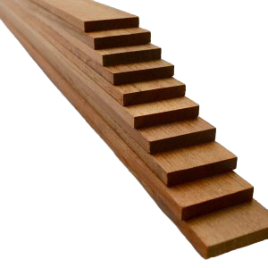 Teak Stabdeckleisten 6 x 35 mm im 10er-Pack ab 20 cm bis 75 cm Länge